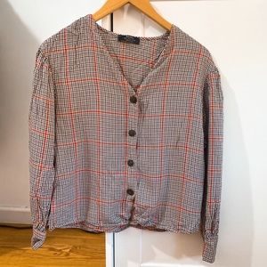 Bershka gingham printed blouse